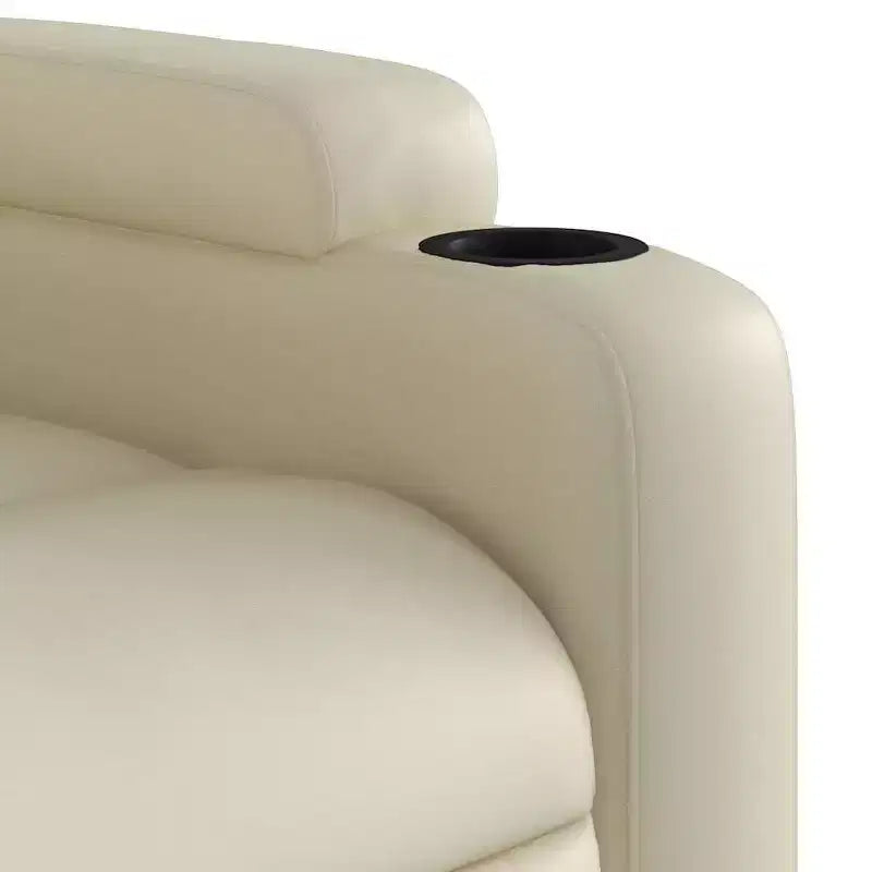 vidaXL Fauteuil inclinable de massage électrique - Fauteuil de salon réglable en similicuir crème avec porte-gobelets pour salon/bureau