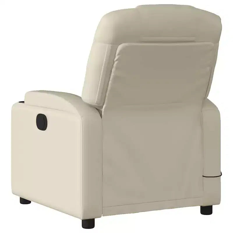 vidaXL Fauteuil inclinable de massage électrique - Fauteuil de salon réglable en similicuir crème avec porte-gobelets pour salon/bureau