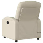vidaXL Fauteuil inclinable de massage électrique - Fauteuil de salon réglable en similicuir crème avec porte-gobelets pour salon/bureau