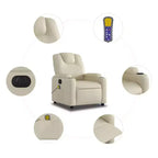 vidaXL Fauteuil inclinable de massage électrique - Fauteuil de salon réglable en similicuir crème avec porte-gobelets pour salon/bureau