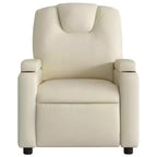 vidaXL Fauteuil inclinable de massage électrique - Fauteuil de salon réglable en similicuir crème avec porte-gobelets pour salon/bureau
