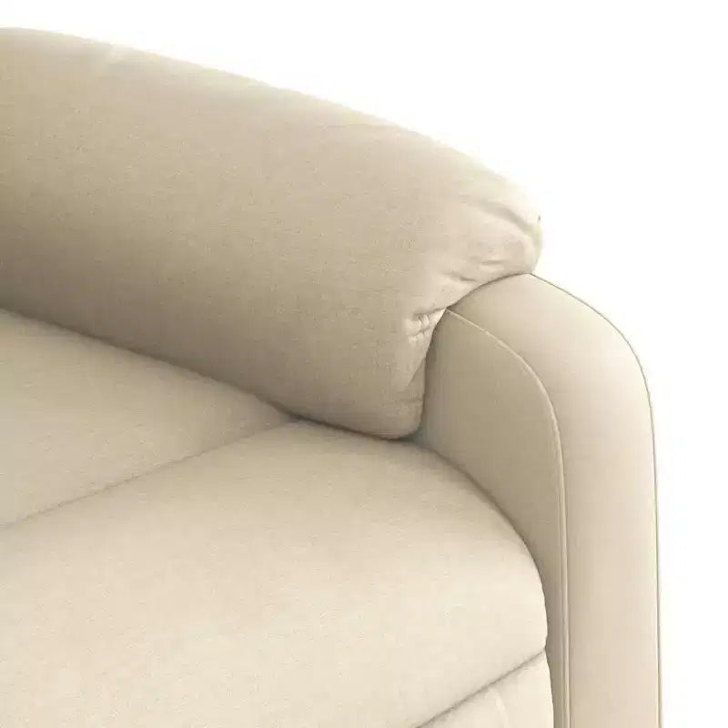 vidaXL Fauteuil de massage électrique inclinable en tissu crème - Dossier et repose-pieds réglables automatiquement, massage par vibrations, rembourrage confortable
