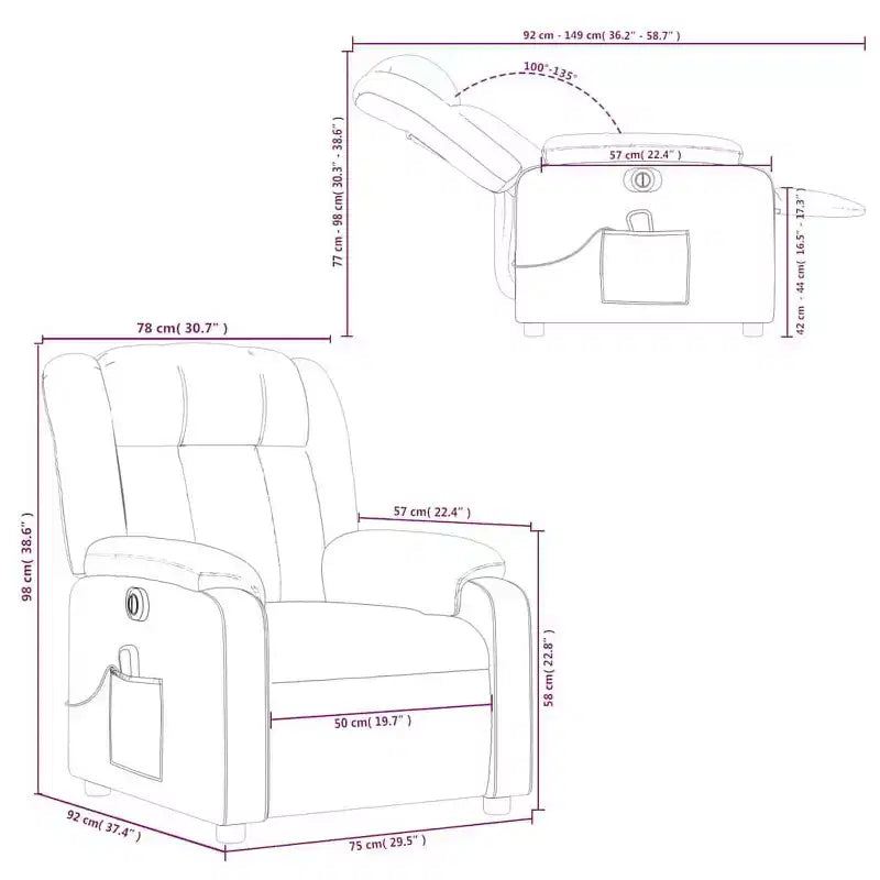 vidaXL Fauteuil de massage électrique inclinable en tissu crème - Dossier et repose-pieds réglables automatiquement, massage par vibrations, rembourrage confortable
