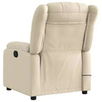 vidaXL Fauteuil de massage électrique inclinable en tissu crème - Dossier et repose-pieds réglables automatiquement, massage par vibrations, rembourrage confortable