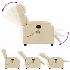 vidaXL Fauteuil de massage électrique inclinable en tissu crème - Dossier et repose-pieds réglables automatiquement, massage par vibrations, rembourrage confortable
