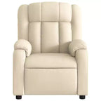 vidaXL Fauteuil de massage électrique inclinable en tissu crème - Dossier et repose-pieds réglables automatiquement, massage par vibrations, rembourrage confortable