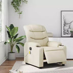 vidaXL Fauteuil inclinable de massage électrique en similicuir crème