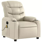 vidaXL Fauteuil inclinable de massage électrique en similicuir crème
