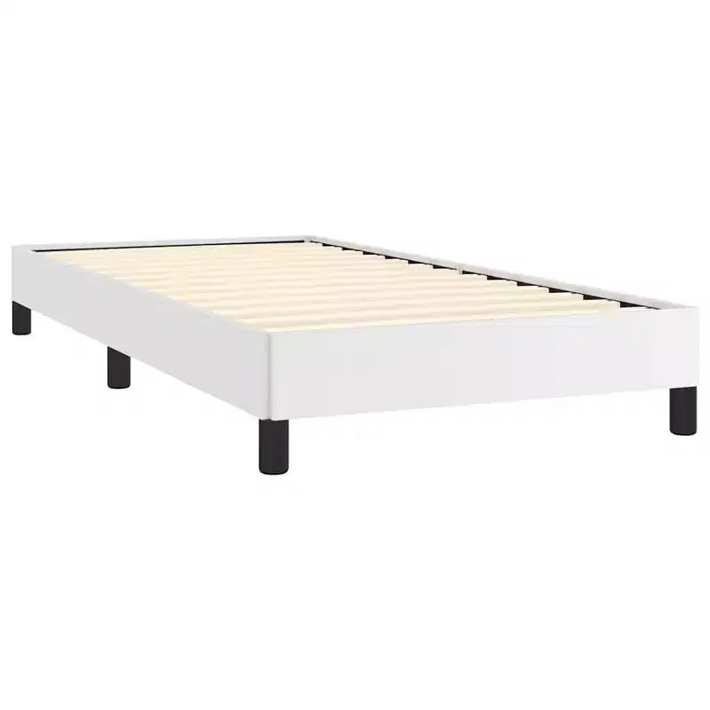vidaXL Cadre de lit Twin XL, Cadre de lit plateforme rembourré en similicuir, Blanc, Sans matelas
