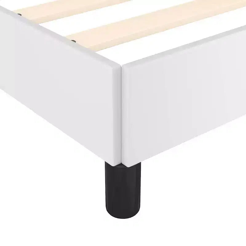 vidaXL Cadre de lit Twin XL, Cadre de lit plateforme rembourré en similicuir, Blanc, Sans matelas