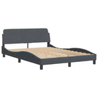 vidaXL Cadre de lit avec tête de lit sommier plateforme Meuble de chambre Velours - Gris foncé Double