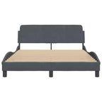 vidaXL Cadre de lit avec tête de lit sommier plateforme Meuble de chambre Velours - Gris foncé Double