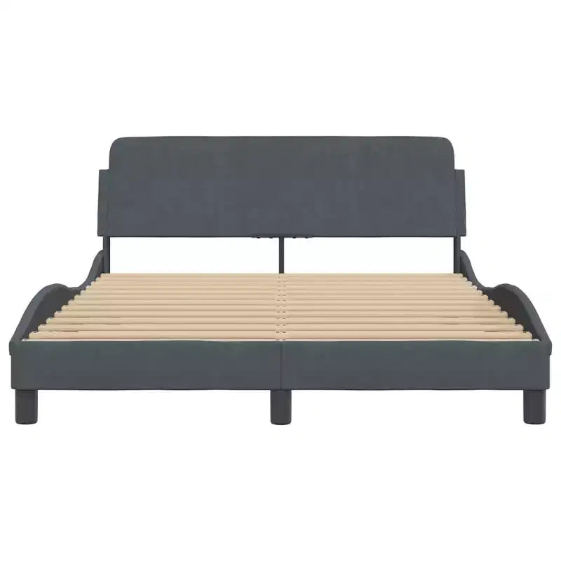 vidaXL Cadre de lit avec tête de lit sommier plateforme Meuble de chambre Velours - Gris foncé Double