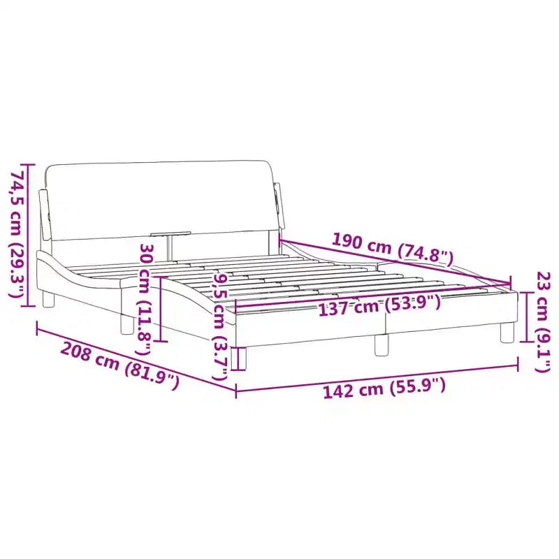 vidaXL Cadre de lit avec tête de lit sommier plateforme Meuble de chambre Velours - Gris foncé Double