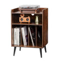 VEVOR Record Player Stand with Light, 3 Tiers Turntable Stand with Charging Station & USB Ports, Holds up to 150 Albums, Brown