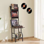 Meuble de rangement pour tourne-disque VEVOR, meuble haut 5 niveaux pour disques vinyles avec station de chargement et ports USB, peut contenir jusqu'à 200 albums, support pour tourne-disque, noir