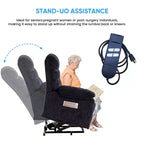 Fauteuil inclinable électrique en velours grande taille Mjkone avec chauffage lombaire et massage vibrant à 8 points, fauteuil pour personnes âgées