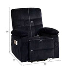 Fauteuil inclinable électrique en velours grande taille Mjkone avec chauffage lombaire et massage vibrant à 8 points, fauteuil pour personnes âgées