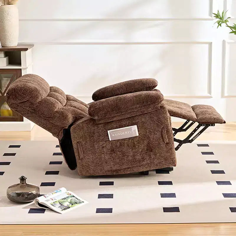 Fauteuil inclinable électrique en velours grande taille Mjkone avec chauffage lombaire et massage vibrant à 8 points, fauteuil pour personnes âgées