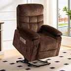 Fauteuil inclinable électrique en velours grande taille Mjkone avec chauffage lombaire et massage vibrant à 8 points, fauteuil pour personnes âgées