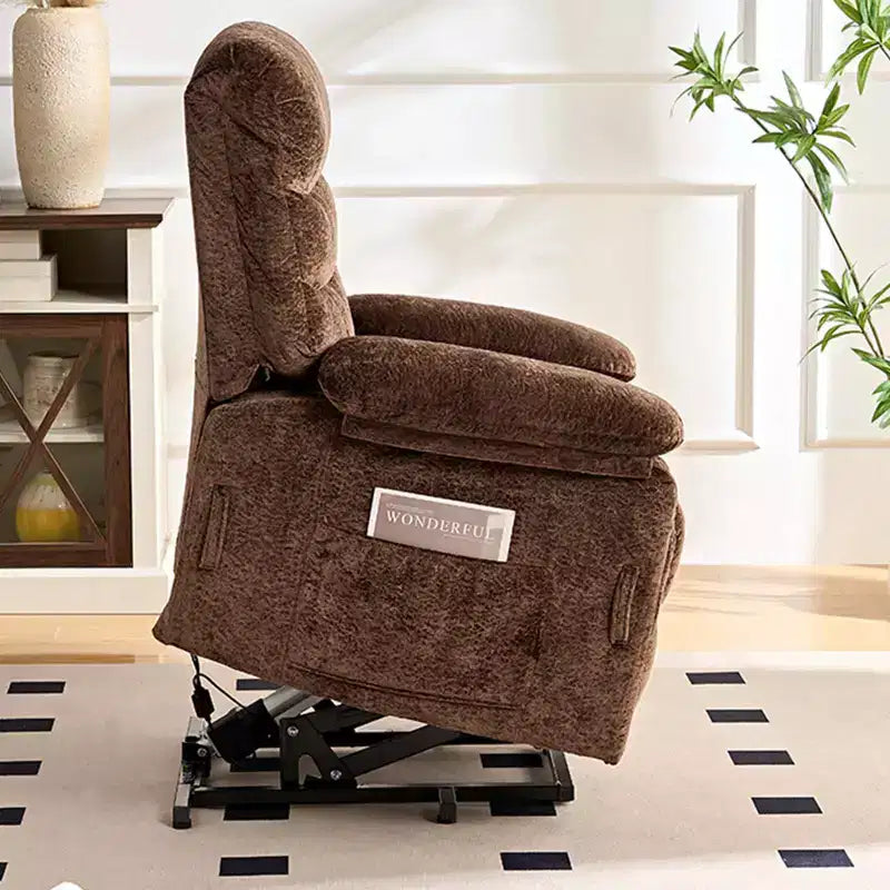Fauteuil inclinable électrique en velours grande taille Mjkone avec chauffage lombaire et massage vibrant à 8 points, fauteuil pour personnes âgées
