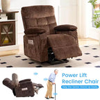 Fauteuil inclinable électrique en velours grande taille Mjkone avec chauffage lombaire et massage vibrant à 8 points, fauteuil pour personnes âgées