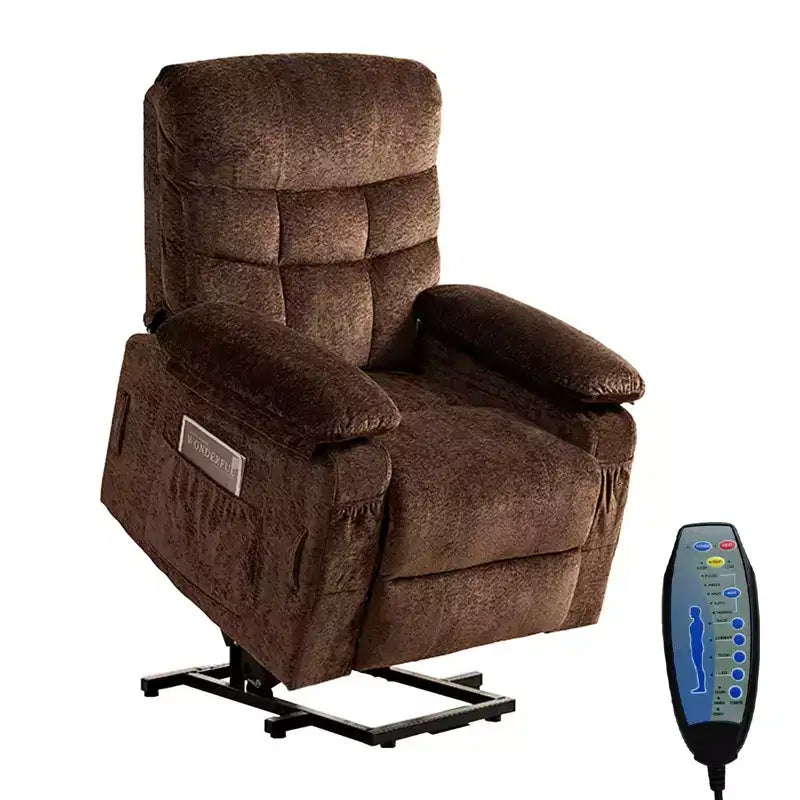 Fauteuil inclinable électrique en velours grande taille Mjkone avec chauffage lombaire et massage vibrant à 8 points, fauteuil pour personnes âgées