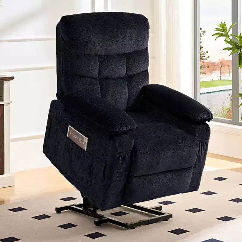 Fauteuil inclinable électrique en velours grande taille Mjkone avec chauffage lombaire et massage vibrant à 8 points, fauteuil pour personnes âgées