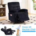 Fauteuil inclinable électrique en velours grande taille Mjkone avec chauffage lombaire et massage vibrant à 8 points, fauteuil pour personnes âgées