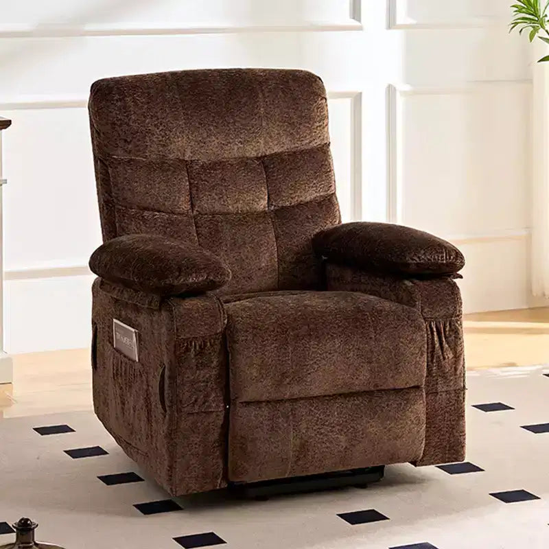 Fauteuil inclinable électrique en velours grande taille Mjkone avec chauffage lombaire et massage vibrant à 8 points, fauteuil pour personnes âgées