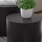 Okak Table Basse Gigogne Moderne, Lot de 2 Tables d'Appoint Cylindriques Effet Bois pour Salon, Bureau, Balcon, Jardin