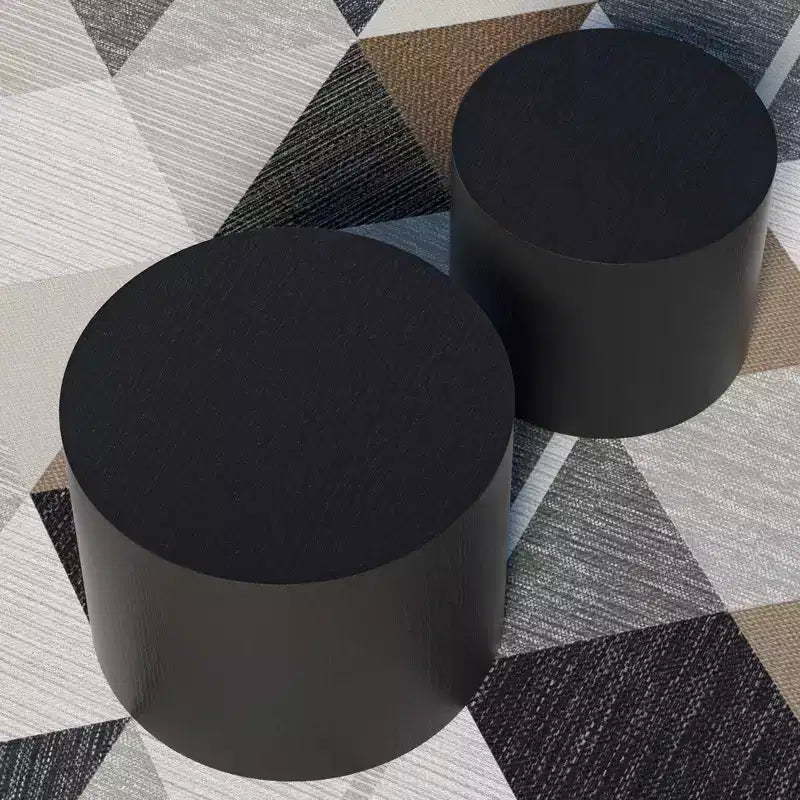 Okak Table Basse Gigogne Moderne, Lot de 2 Tables d'Appoint Cylindriques Effet Bois pour Salon, Bureau, Balcon, Jardin