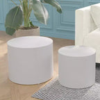 Okak Table Basse Gigogne Moderne, Lot de 2 Tables d'Appoint Cylindriques Effet Bois pour Salon, Bureau, Balcon, Jardin