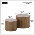 Okak Table Basse Gigogne Moderne, Lot de 2 Tables d'Appoint Cylindriques Effet Bois pour Salon, Bureau, Balcon, Jardin