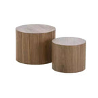 Okak Table Basse Gigogne Moderne, Lot de 2 Tables d'Appoint Cylindriques Effet Bois pour Salon, Bureau, Balcon, Jardin