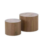 Okak Table Basse Gigogne Moderne, Lot de 2 Tables d'Appoint Cylindriques Effet Bois pour Salon, Bureau, Balcon, Jardin