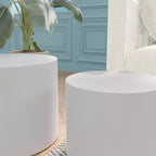 Okak Table Basse Gigogne Moderne, Lot de 2 Tables d'Appoint Cylindriques Effet Bois pour Salon, Bureau, Balcon, Jardin