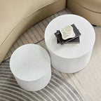 Okak Table Basse Gigogne Moderne, Lot de 2 Tables d'Appoint Cylindriques Effet Bois pour Salon, Bureau, Balcon, Jardin