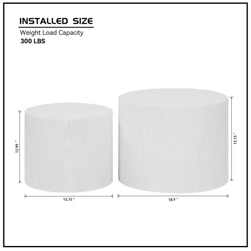 Okak Table Basse Gigogne Moderne, Lot de 2 Tables d'Appoint Cylindriques Effet Bois pour Salon, Bureau, Balcon, Jardin