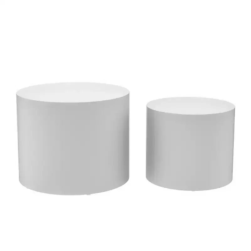 Okak Table Basse Gigogne Moderne, Lot de 2 Tables d'Appoint Cylindriques Effet Bois pour Salon, Bureau, Balcon, Jardin