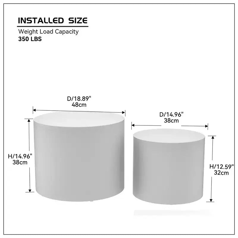 Okak Table Basse Gigogne Moderne, Lot de 2 Tables d'Appoint Cylindriques Effet Bois pour Salon, Bureau, Balcon, Jardin
