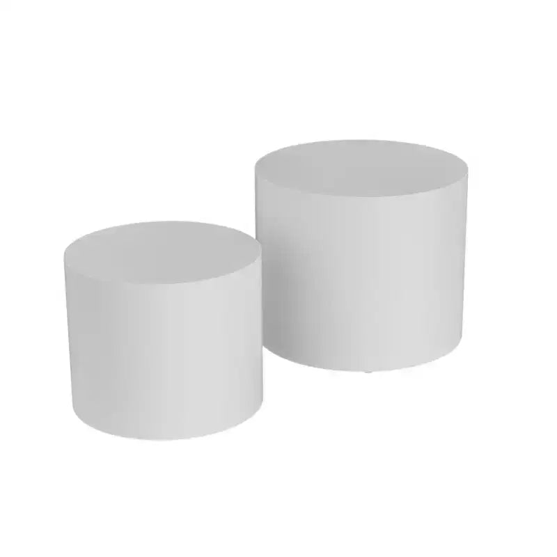 Okak Table Basse Gigogne Moderne, Lot de 2 Tables d'Appoint Cylindriques Effet Bois pour Salon, Bureau, Balcon, Jardin