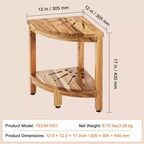 Banc de douche d'angle en teck VEVOR, hauteur 17", rayon 12", banc de douche d'angle 100 % bois de teck, 136 kg avec étagère de rangement, tabouret de douche, marron
