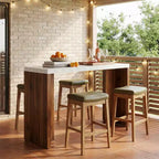 MAYEERTY 55.12 Minimalist Bar Table, Faux Marble Top & Dark Walnut Legs, 36.02 Height Heavy-Duty Home Bar Unit
