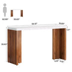 MAYEERTY 55.12 Table de bar minimaliste, Plateau en faux marbre et pieds en noyer foncé, Unité de bar domestique robuste de 36.02 de hauteur