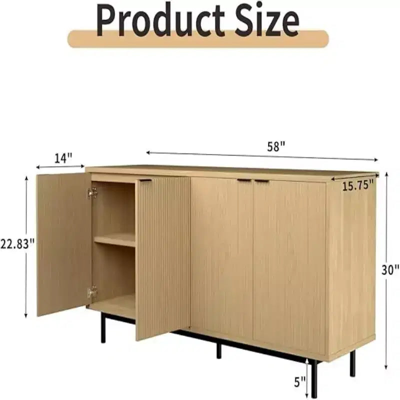 Bahut de salle à manger Dyonery avec meuble de rangement, buffet de 58 pouces avec étagères réglables, adapté aux salons
