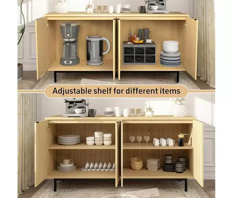 Bahut de salle à manger Dyonery avec meuble de rangement, buffet de 58 pouces avec étagères réglables, adapté aux salons