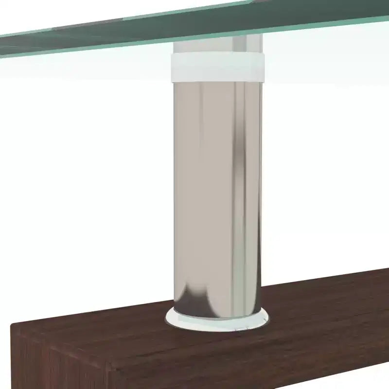Table basse rectangulaire en verre élégante Okak, tables basses centrales modernes à 2 niveaux, table basse transparente pour le salon