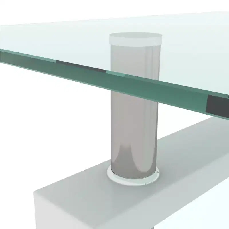 Table basse rectangulaire en verre élégante Okak, tables basses centrales modernes à 2 niveaux, table basse transparente pour le salon
