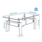 Table basse rectangulaire en verre élégante Okak, tables basses centrales modernes à 2 niveaux, table basse transparente pour le salon